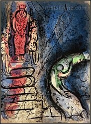 Marc Chagall: Assurus chasse Vasthi 1960, Lithographie originale, Dessins pour La Bible - Arts graphiques