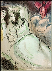 Marc Chagall: Sara et Abimelech, 1960, Lithographie originale, Dessins pour la Bible, Mourlot - uvre grav