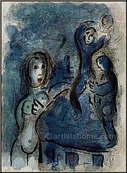 Marc Chagall: Rahab et les espions de Jricho, 1060, lithographie originale, Dessins pour La Bible - estampes