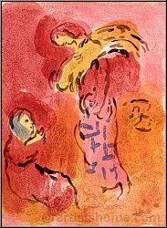 Marc Chagall: Ruth glaneuse avec sa belle-mre Nomie, 1960, Lithographie originale, Dessins pour la Bible