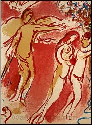 Marc Chagall: Adam et ve chasss du Paradis terrestre, Lithographie originale La Bible 1960 - uvre grav