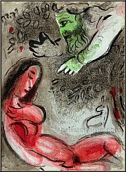 Marc Chagall: 've maudite par Dieu' Lithographie originale 1960, Dessins pour la Bible, Adam et Eve paradis