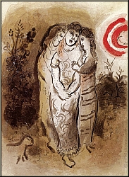 Marc Chagall: Nomie et ses Belles-Filles, Lithographie originale 1960, Dessins pour la Bible | oeuvre grav