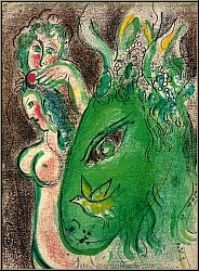 Marc Chagall:  Le Paradis  avec l’ne vert, Lithographie originale, Dessins pour la Bible | oeuvre graphique