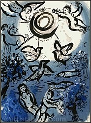 Marc Chagall: Cration (Jardin d'Eden) 1960, Verve Dessins pour la Bible, Lithographie originale - uvre grav