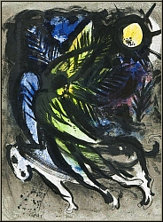 Marc Chagall: L'Ange 1960, Lithographie originale, Ange en vol avec ne - Images, oeuvres imprimes, estampes