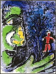 Marc Chagall: Le Profil et l'Enfant rouge, 1960, Lithographie originale - uvre grav | arts graphiques