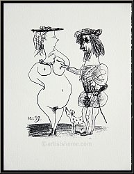 Pablo Picasso: Le seigneur et la dame 1972, Lithographie originale, Souvenirs et portraits d'artistes, Mourlot