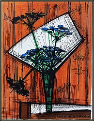 Bernard Buffet: Les ombelles, Nature morte avec des fleurs des champs, 1972, Lithographie originale Mourlot