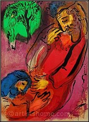 Marc Chagall: David et Absalon (Les Rois), La Bible 1956, Lithographie originale Verve - uvres imprimes