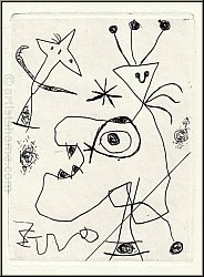 Joan Miro:  L'Aigrette  Gravure  l'eau-forte, 1956, Dupin n 105 - oeuvre graphique | gravures, estampes