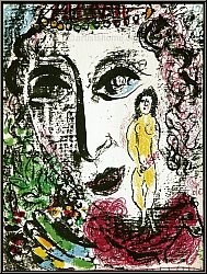 Marc Chagall:  L'apparition au Cirque  1963, Lithographie originale, acrobate avec son cheval | Estampes