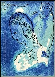 Marc Chagall: Abraham et Sarah 1956, Lithographie originale Verve La Bible - uvre grav | estampes originales