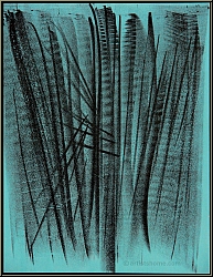 Hans Hartung:  L 127  1964, Lithographie originale, composition abstraite en noir sur fond turquoise Mourlot