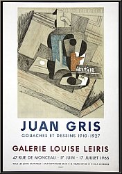 Juan Gris: Galerie Louise Leiris 1965, Affiche pour l'exposition Gouaches et Dessins 1910-1927 Lithographie