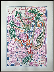 Jean Cocteau: Lions Club 1958, Lithographie originale, Arches Mourlot - Images Affiches originales d'artistes