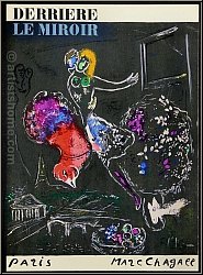 Marc Chagall: La nuit  Paris 1954, lithographie originale pour Derriere le miroir 66-67-68 (Mourlot 96)