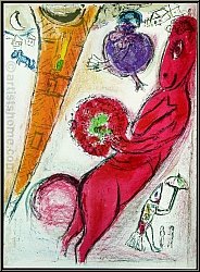 Marc Chagall: La Tour Eiffel  l'ane, Paris 1954, Lithographie originale Derriere le miroir | uvre graphique