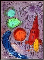 Marc Chagall: Saint-Germain-des-Prs, Paris 1954, Lithographie originale Derriere le miroir | uvre graphique