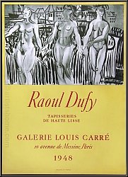 Raoul Dufy: Affiche d'exposition Galerie Louis Carr 1948, Tapisseries, Lithographie Mourlot - Affiches origin