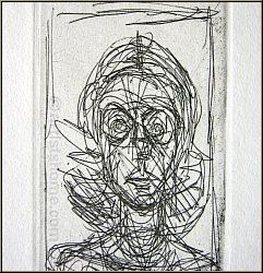 Alberto Giacometti:  Annette de face  1955, Gravure  l'eau-forte originale, Annette Giacometti, Lust 62