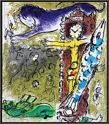 Marc Chagall: Le Christ  l'horloge, 1957, Lithographie originale Mourlot - Images | uvre grav | estampes