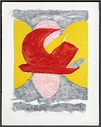 Georges Braque: Oiseau rouge, 1961  Descente aux enfers  Lithographie originale Mourlot | uvre graphique