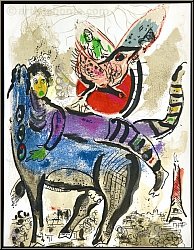  La vache bleue  Lithographie originale par Marc Chagall, 1967 - Mourlot lithographies | Estampes originales