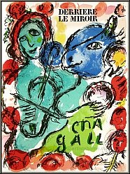 Marc Chagall: Pantomime 1972, violon et ne bleu, trois joyeux musiciens, Lithographie originale - uvre grav