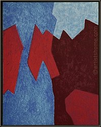 Serge Poliakoff: Composition rouge et bleue, 1968, Lithographie originale - uvre grav | arts graphiques