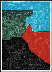 Serge Poliakoff: Composition noire, rouge, bleue et verte, Lithographie originale 1969 - uvre graphique