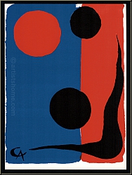 Alexander Calder: Composition sur rouge et bleu 1966, Lithographie originale pour Maeght et Redfern | Estampes