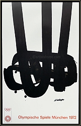 Pierre Soulages: Lithographie n29, Jeux Olympiques 1972 Mourlot, affiche originale - Lithographies originales