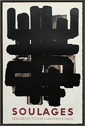 Pierre Soulages: Lithographie originale n3, Affiche Berggruen, 1957 sur Arches - uvre grav | affiches rares