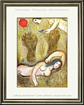 Marc Chagall: Booz se rveille et voit Ruth  ses pieds, Lithographie originale, Dessins pour La Bible, 1960