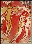 Marc Chagall: Adam et ve, Paradis, Lithographie originale Bible 1960