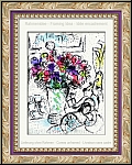 Marc Chagall: Les Anmones Lithographie originale 1974, Bouquet de fleurs gant dans un vase, frontispice