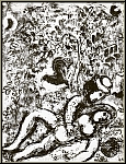 Marc Chagall:  Le Couple  l'Arbre  1963, Lithographie, deux amants