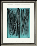 Hans Hartung:  L 127  1964, Lithographie originale, composition abstraite en noir sur fond turquoise Mourlot