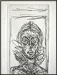 Alberto Giacometti:  Annette de face  1955, Gravure  l'eau-forte originale, Annette Giacometti au torse nu