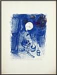 Marc Chagall:  Nature morte bleue  1957, Lithographie originale, nature morte aux fruits - uvres imprimes