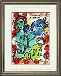 Marc Chagall: Pantomime 1972, violon et ne bleu, trois joyeux musiciens, Lithographie originale - uvre grav