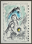 Marc Chagall:  Cheval bleu au couple  1982, Lithographie originale