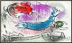 Marc Chagall:  Le Poisson bleu  1957 Lithographie originale, Mourlot